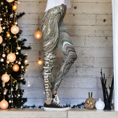 Feestelijke glitter marmer goud beige monogram sch leggings