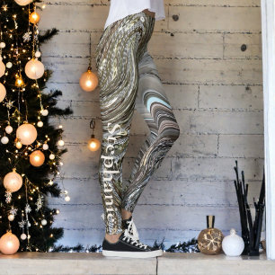 Feestelijke glitter marmer goud beige monogram sch leggings