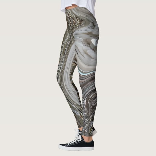 Feestelijke glitter marmer goud beige monogram sch leggings (Links)