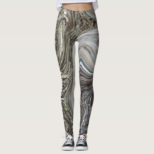 Feestelijke glitter marmer goud beige monogram sch leggings (Voorkant)