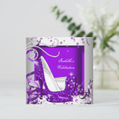 Feestelijke Glitter Paarse Hoge Hakken voor Iedere Kaart (Staand voorkant)