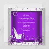 Feestelijke Glitter Paarse Hoge Hakken voor Iedere Kaart (Achterkant)