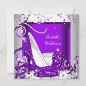 Feestelijke Glitter Paarse Hoge Hakken voor Iedere Kaart (Voorkant)