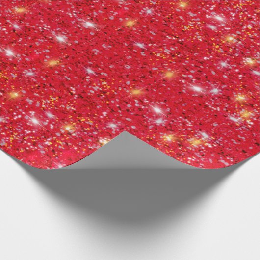 feestelijke glitter rood zilverpatroon cadeaupapier (Hoek)