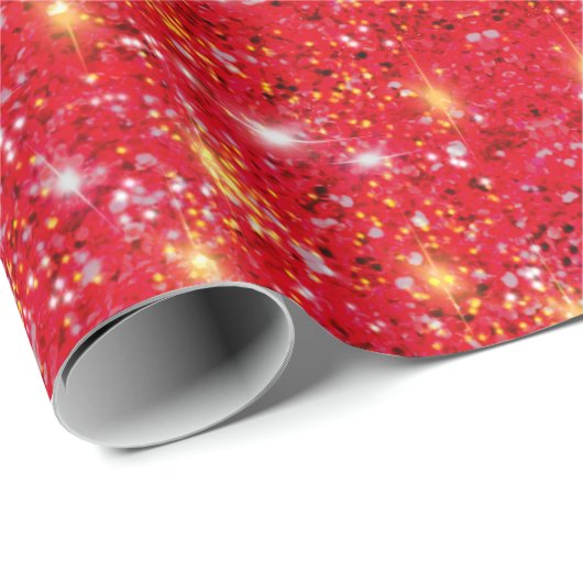 feestelijke glitter rood zilverpatroon cadeaupapier (Rol Hoek)