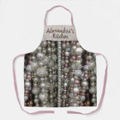 Feestelijke Glitter Zilver en Roze Kralen Custom Schort (Voorkant)