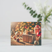 Feestelijke Glitterie Kerst Achtergrond met Cadeau Feestdagenkaart (Staand voorkant)
