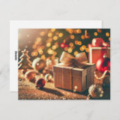 Feestelijke Glitterie Kerst Achtergrond met Cadeau Feestdagenkaart (Voorkant / Achterkant)