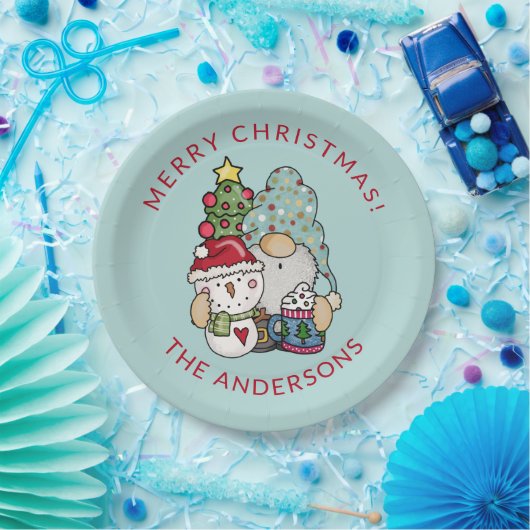 Feestelijke Gnome Sneeuwman Kerst Papier Bord (Feest)