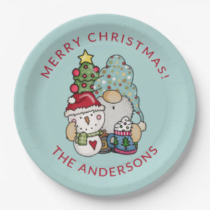 Feestelijke Gnome Sneeuwman Kerst Papier Bord