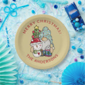 Feestelijke Gnome Sneeuwman Kerstmis Papieren Bordje (Feest)