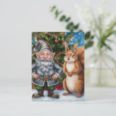 Feestelijke Gnoom en Eekhoorn Kerstmis Briefkaart (Staand voorkant)
