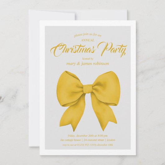 Feestelijke Gold Bow kerstfeest Kaart (Voorkant)