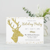 Feestelijke Gold Deer Holiday Party Uitnodiging (Staand voorkant)