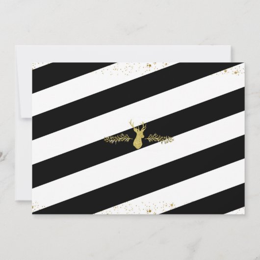 Feestelijke Gold Deer Holiday Party Uitnodiging (Achterkant)
