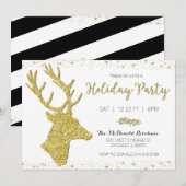 Feestelijke Gold Deer Holiday Party Uitnodiging (Voorkant / Achterkant)