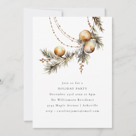 Feestelijke Gold Garland Kerstfeest Vakantie Kaart (Voorkant)