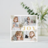 Feestelijke Gold Joy Christmas Photo Holiday Kaart (Staand voorkant)