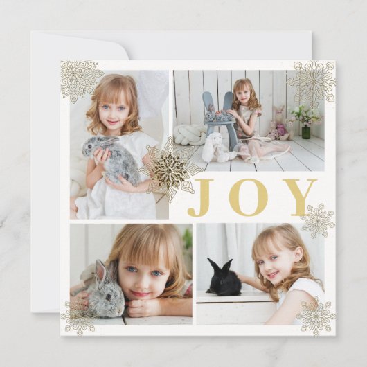 Feestelijke Gold Joy Christmas Photo Holiday Kaart (Voorkant)