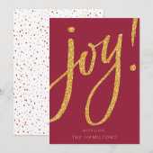 Feestelijke Gold Red Joy Christmas Holiday Kaart (Voorkant / Achterkant)