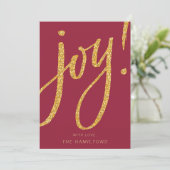 Feestelijke Gold Red Joy Christmas Holiday Kaart (Staand voorkant)