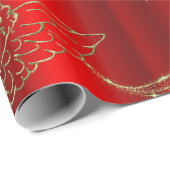 Feestelijke Golden Angels en Sparkling Deer Red Xm Cadeaupapier (Rol Hoek)