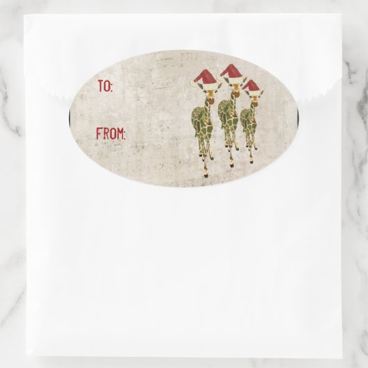 Feestelijke Golden Giraffes Gift Sticker (Tas)