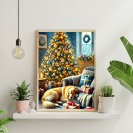 Feestelijke Golden Retriever Kerstmis Poster