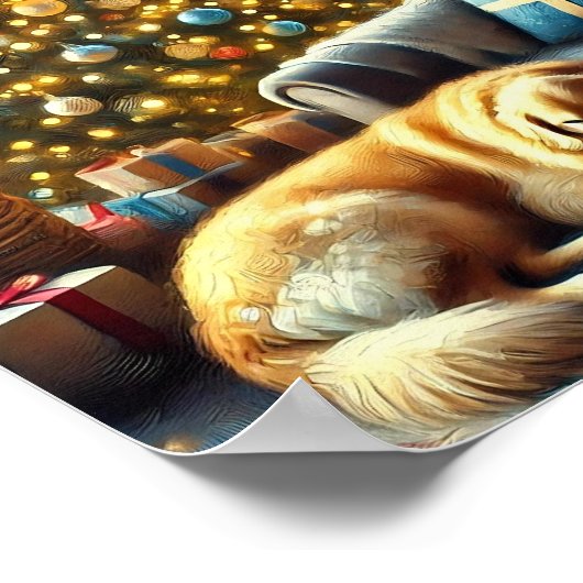 Feestelijke Golden Retriever Kerstmis Poster (Hoek)