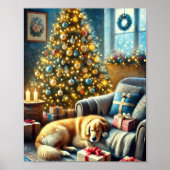 Feestelijke Golden Retriever Kerstmis Poster (Voorkant)