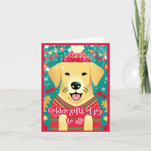 Feestelijke Golden Retriever Lelijke Kersttrui Feestdagen Kaart