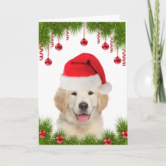 Feestelijke Golden Retriever Schattige Kerstmis Feestdagen Kaart (Voorkant)