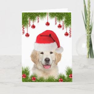 Feestelijke Golden Retriever Schattige Kerstmis Feestdagen Kaart