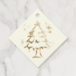 Feestelijke Golden Tree Christmas Gift Label