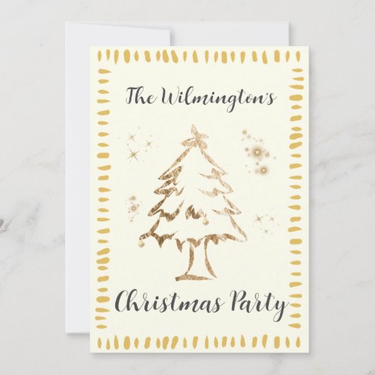 Feestelijke Golden Tree kerstfeest uitnodiging (Voorkant)