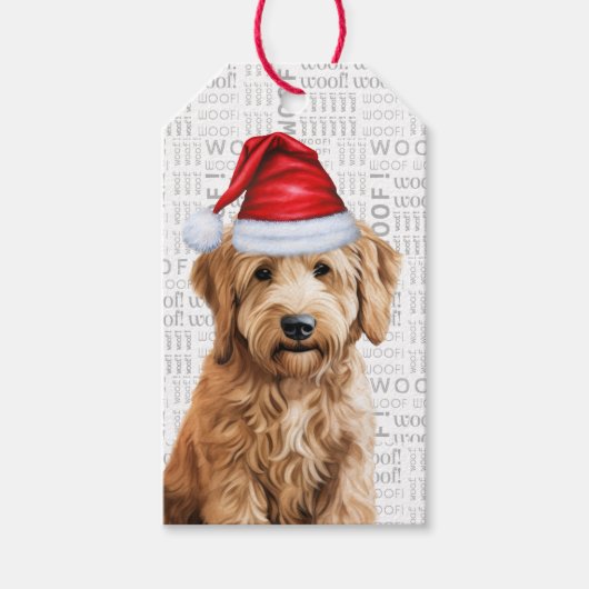 Feestelijke Goldendoodle Holiday Dog Kerstmis Cadeaulabel (Voorkant)