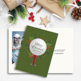 Feestelijke Golf T-shirt Shot Christmas Greenery F Feestdagen Kaart