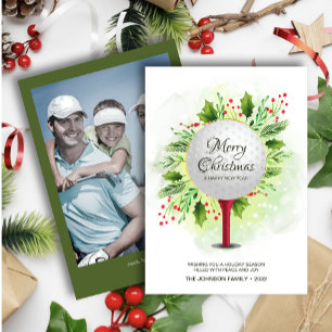 Feestelijke Golf T-shirt Shot Christmas Greenery F Feestdagenkaart