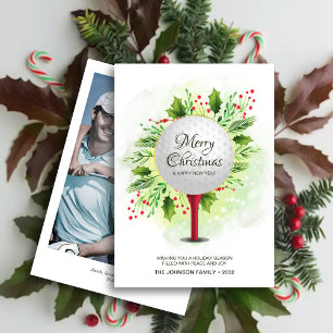 Feestelijke Golf T-shirt Shot Christmas Greenery F Feestdagenkaart