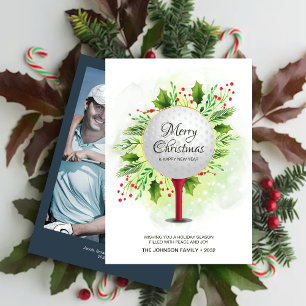 Feestelijke Golf T-shirt Shot Christmas Greenery F Feestdagenkaart