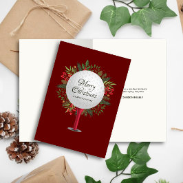 Feestelijke Golf T-shirt Shot Christmas Greenery Feestdagen Kaart