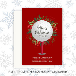 Feestelijke Golf T-shirt Shot Christmas Greenery Feestdagenkaart