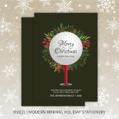 Feestelijke Golf T-shirt Shot Christmas Greenery Feestdagenkaart