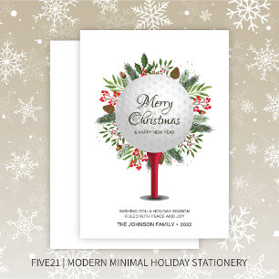 Feestelijke Golf T-shirt Shot Christmas Greenery Feestdagenkaart