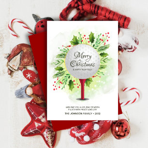 Feestelijke Golf T-shirt Shot Christmas Greenery Feestdagenkaart