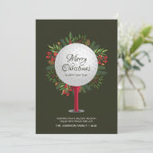 Feestelijke Golf T-shirt Shot Christmas Greenery Feestdagenkaart (Staand voorkant)