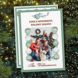 Feestelijke Golf Thema Twee Foto Kerstmis Feestdagenkaart