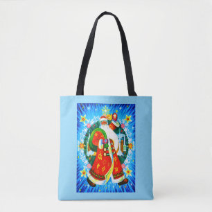 Feestelijke golf van de Kerstman Tote Bag