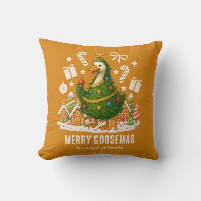 Feestelijke Goose kerstboom | Vakantie Kussen (Voorkant)