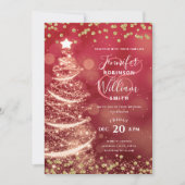 Feestelijke Goud & Rood Elegante Huwelijk Sparkle  Kaart (Voorkant)